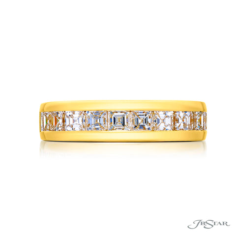 18K YELLOW GOLD GENTLEMAN'S EMERALD CUT CHANNEL-SET RING