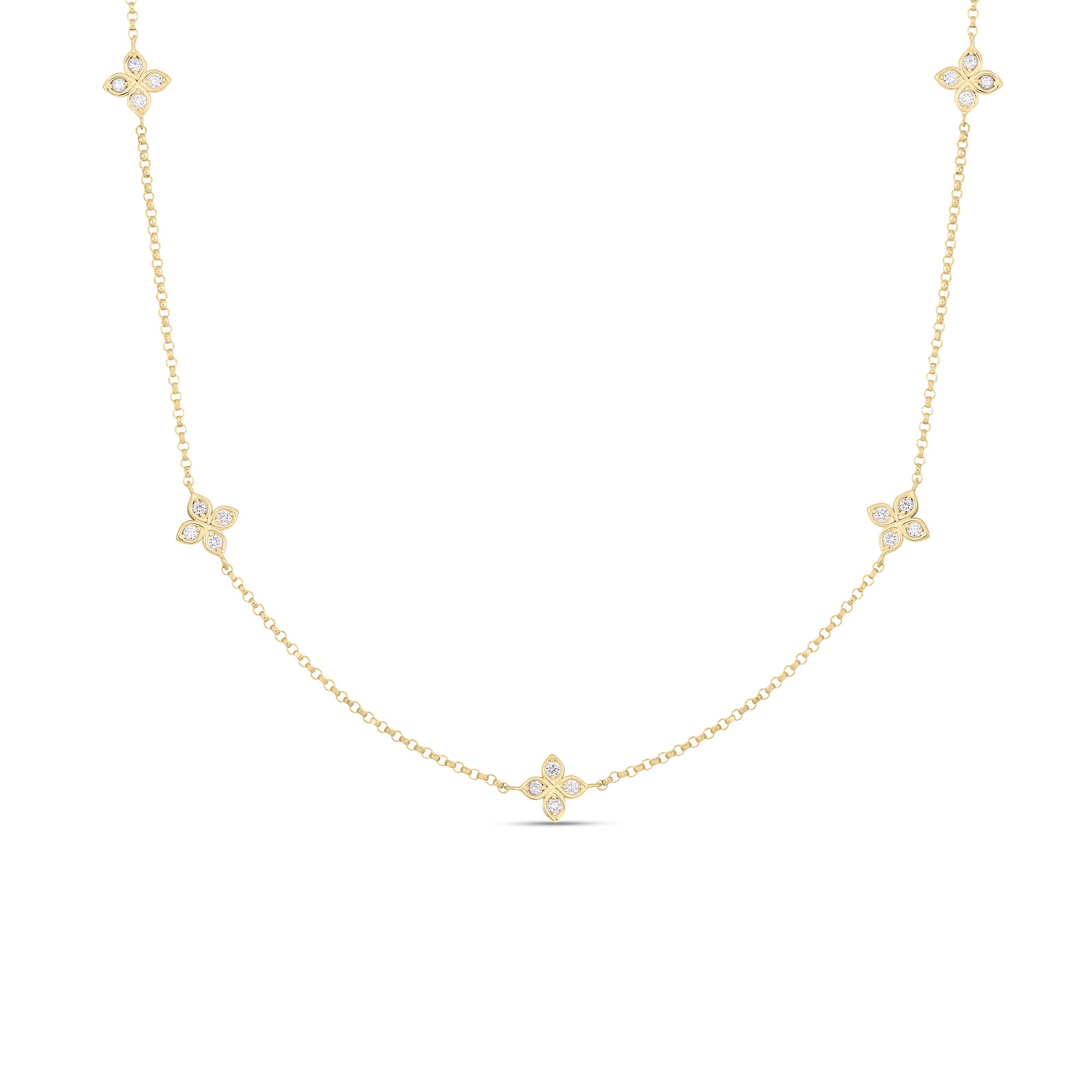 18K YELLOW GOLD LOVE BY THE INCH 5 STATION FLOWER NECKLACE