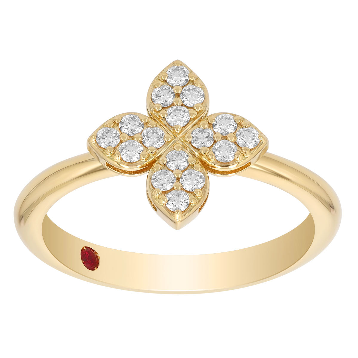 18K YELLOW GOLD DIAMOND FLOWER RING
