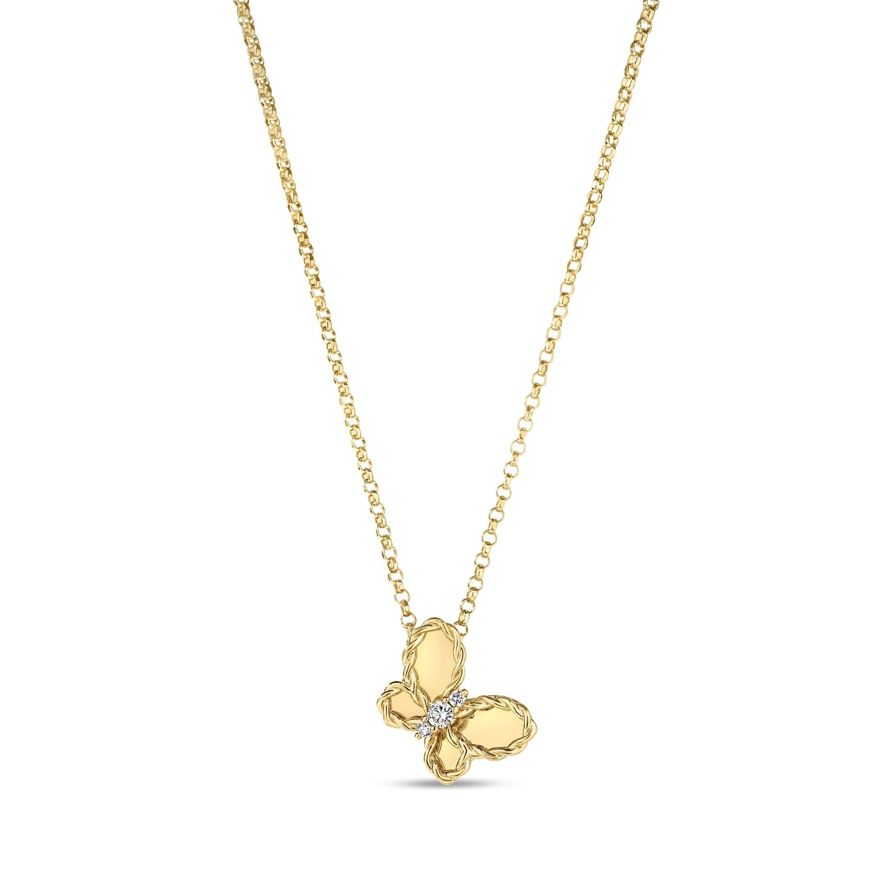18K YELLOW GOLD JASMINE SMALL DIAMOND BUTTERFLY NECKLACE