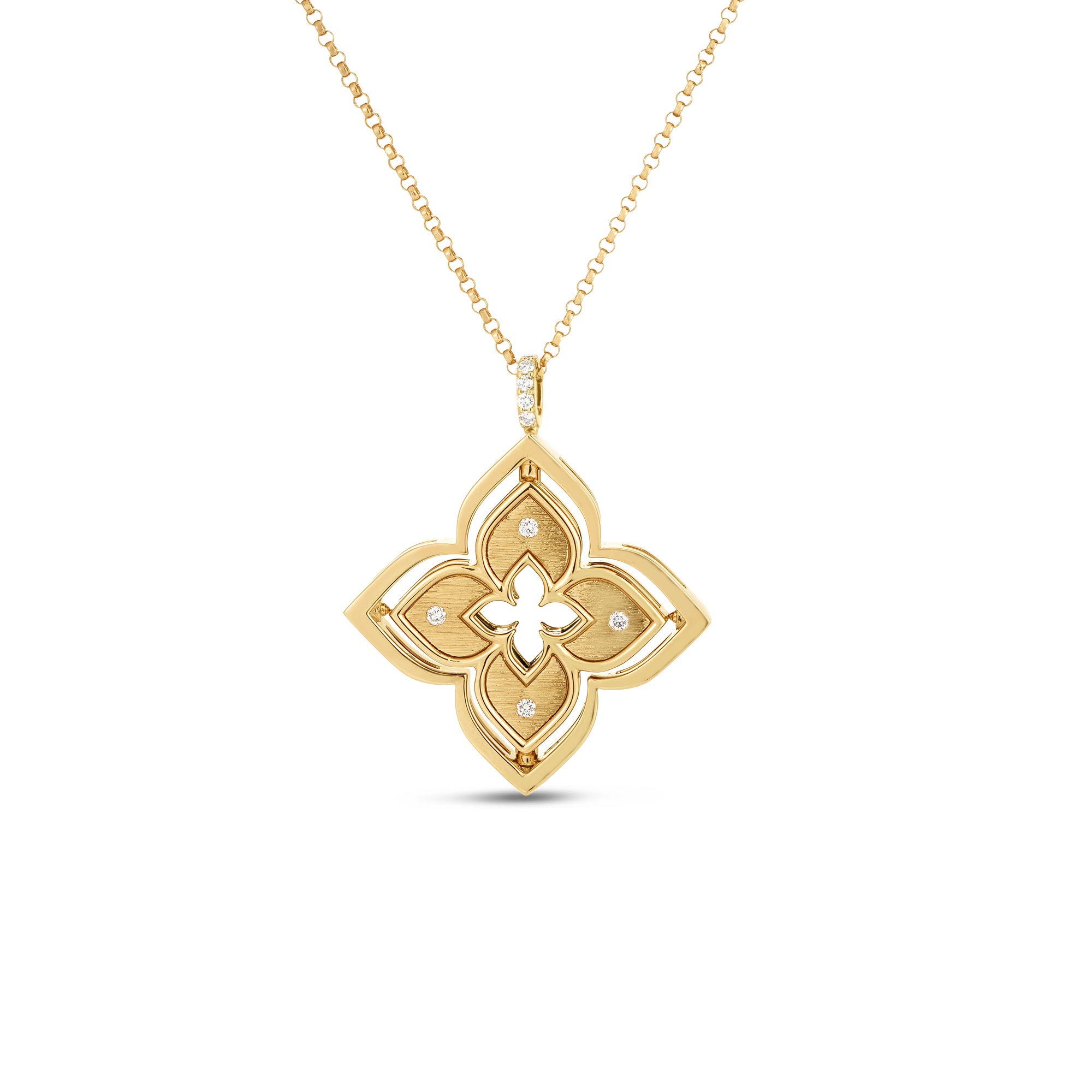 18K YELLOW GOLD VENETIAN PRINCESS PIROUETTE DIAMOND & LAPIS FLOWER NECKLACE