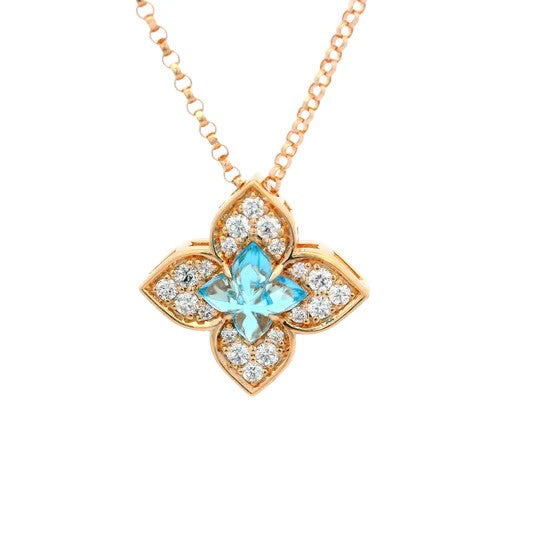 18K ROSE GOLD VENETIAN PRINCESS CARNEVALE PAVE DIAMOND & BLUE