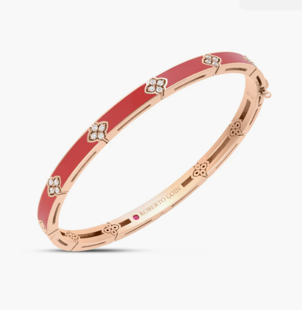 ROBERTOCOIN 18KRVERONA CORALENMLBANG 0.14DIA 8883709AXBAX