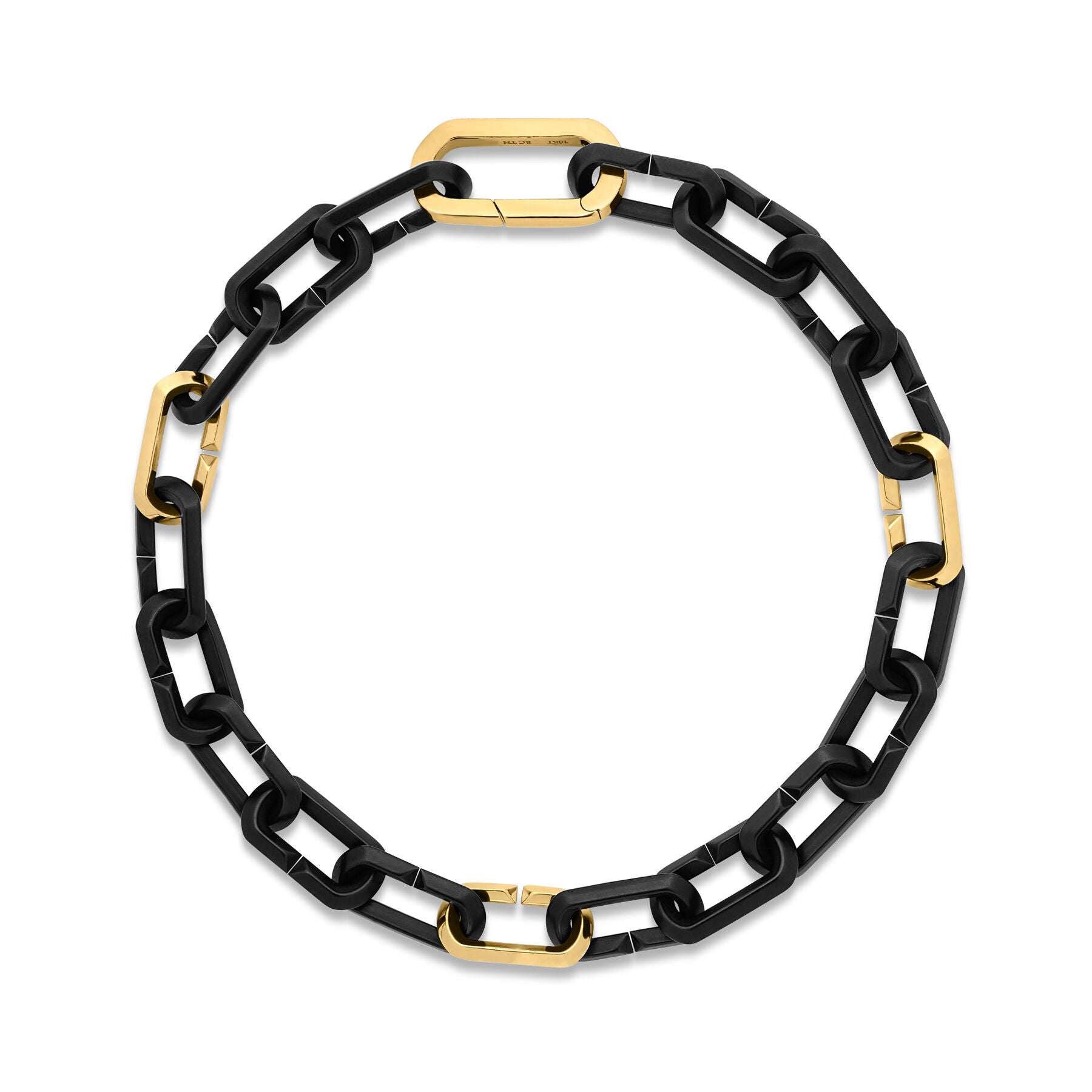 18K YELLOW MEN'S DESIGNER GOLD BLACK CERAMIC ENAMEL CHAIN BRACELET