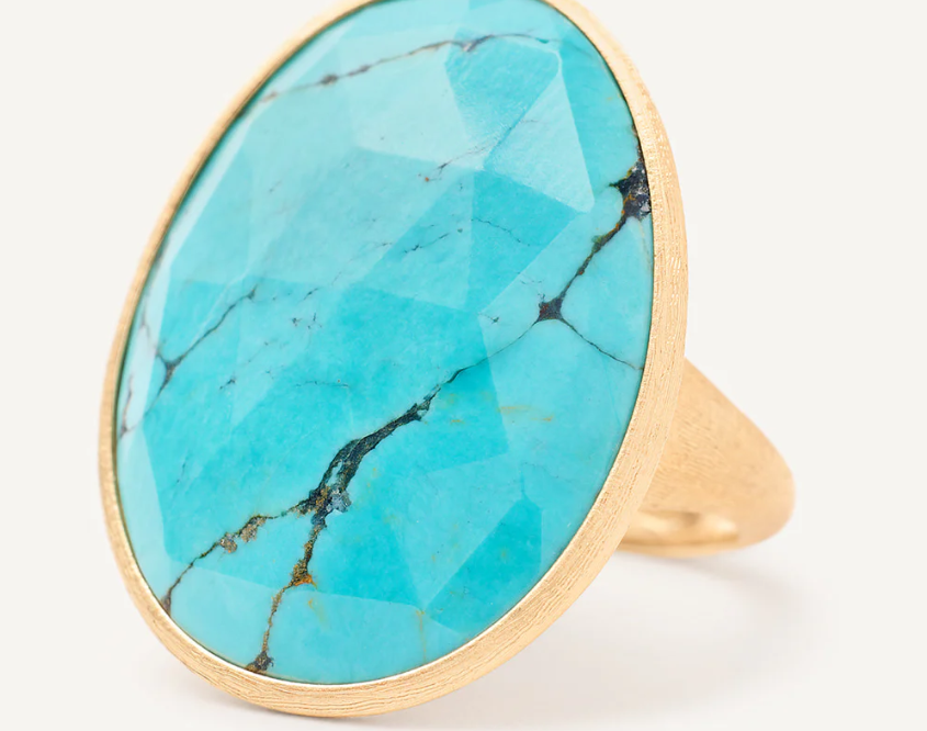 18K YELLOW GOLD COCKTAIL RING WITH TURQUOISE FROM THE LUNARIA COLLECTION