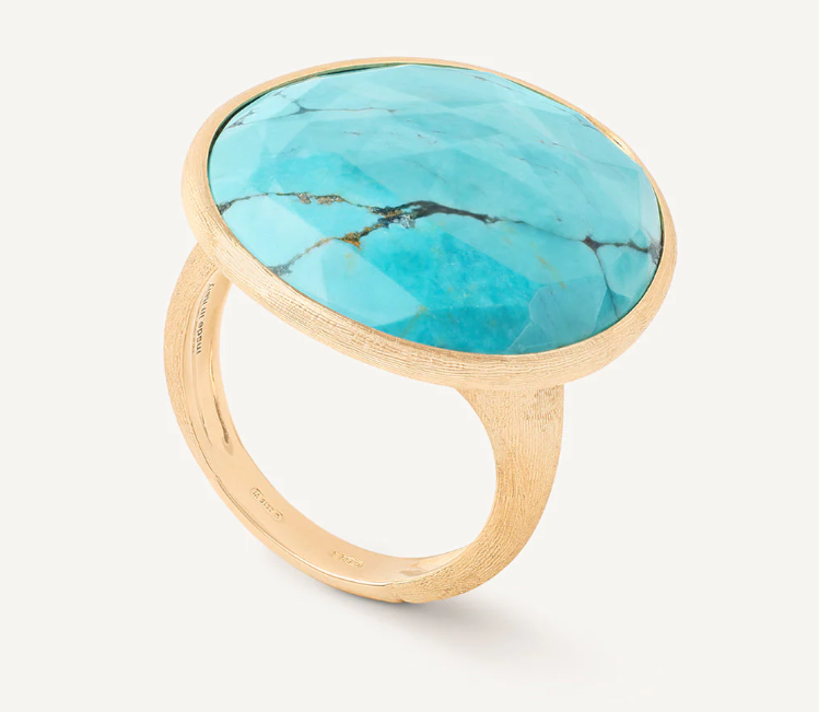 18K YELLOW GOLD COCKTAIL RING WITH TURQUOISE FROM THE LUNARIA COLLECTION