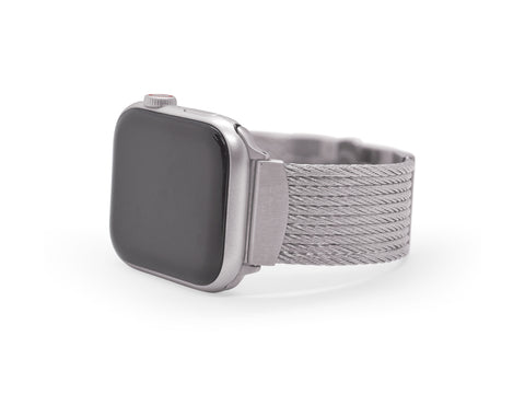 MENS iALOR Grey Cable 10-Row Apple Watch® Band (fits 42-45mm watch)