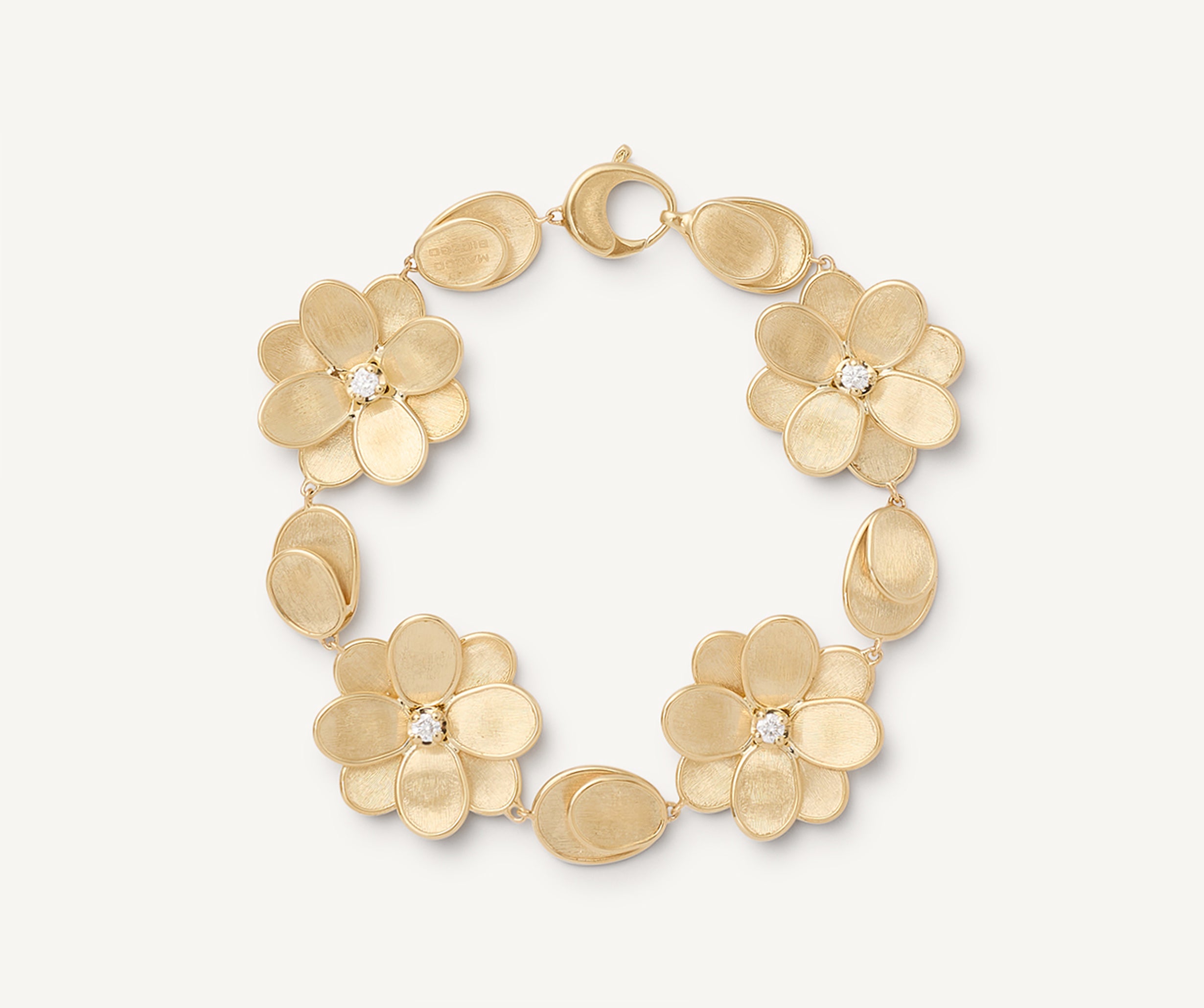 18K YELLOW GOLD FLOWER BRACELET WITH DIAMONDS