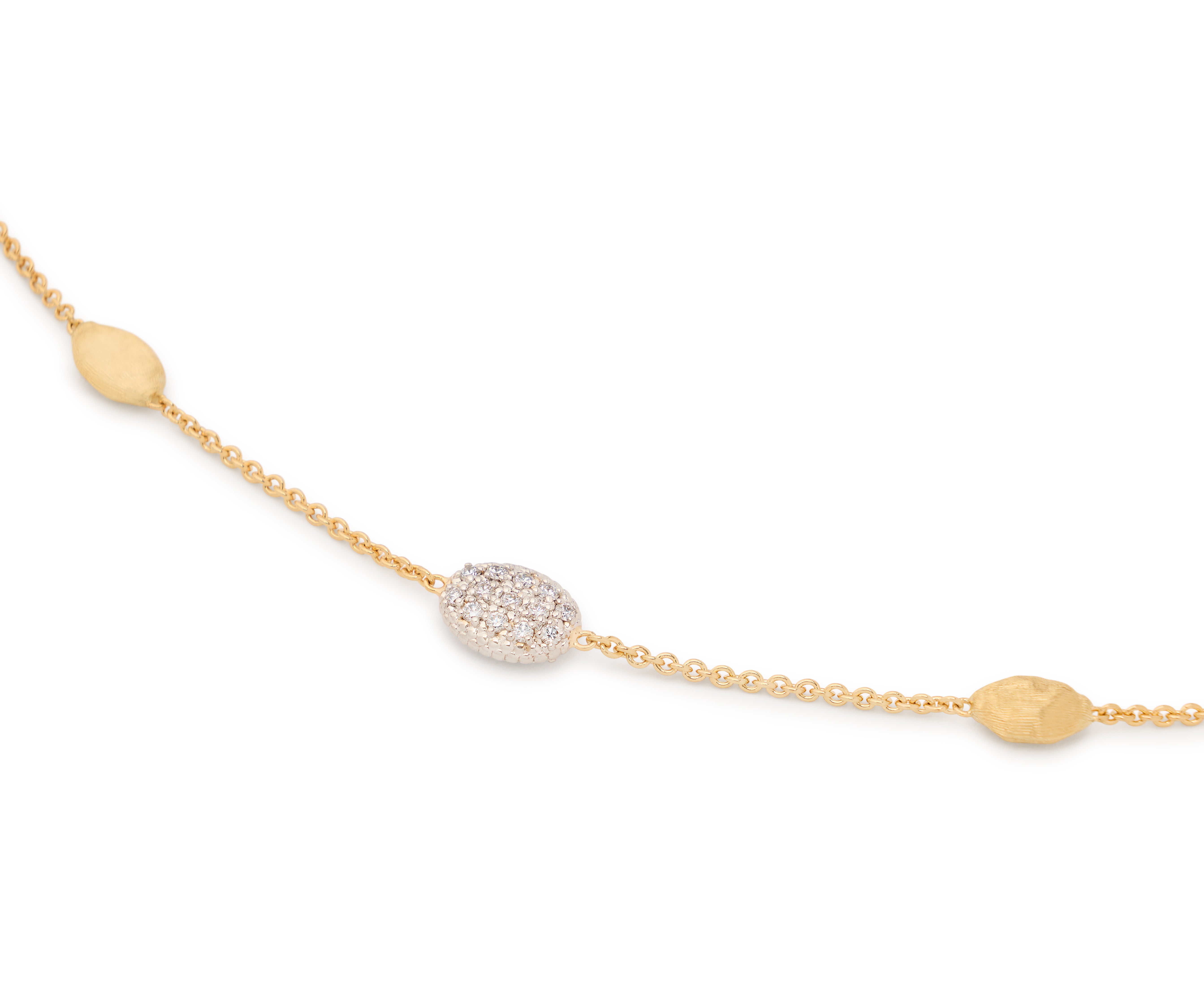 18K YELLOW GOLD SMALL BEAN BRACELET WITH DIAMOND ACCENT