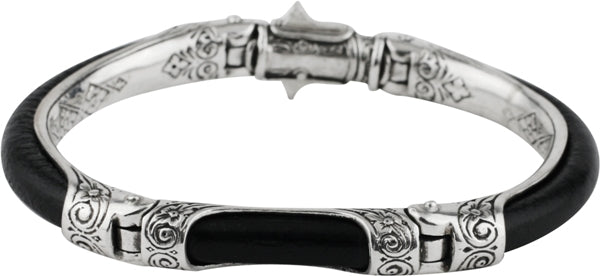 KONSTANTINO STERLING SILVER  WITH LEATHER BRACELET FROM THE PLATO COLLECTION