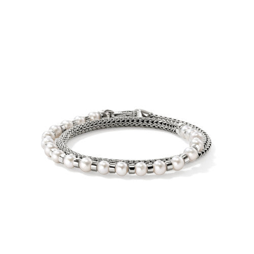 JH ESSENTIAL PEARL WRAP BRACELET, STERLING SILVER