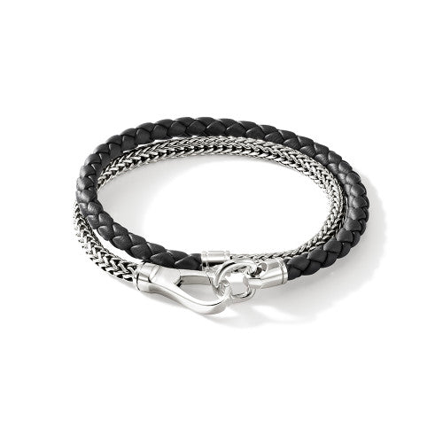 DOUBLE WRAP, SILVER, LEATHER, 4.5MM