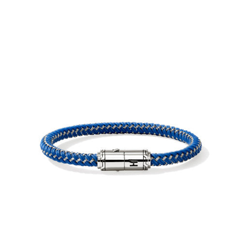 STERLING SILVER AND BLUE RUBBER CORD BRACELET