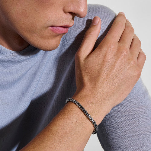 DARK STERLING SILVER 6MM BOX CHAIN BRACELET