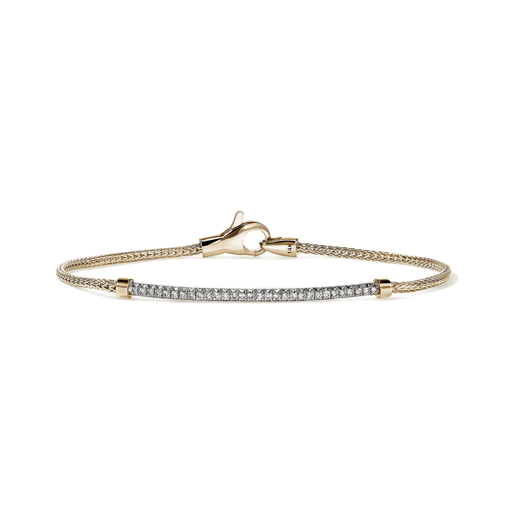14K YELLOW GOLD PAVE DIAMOND BAR BRACELET