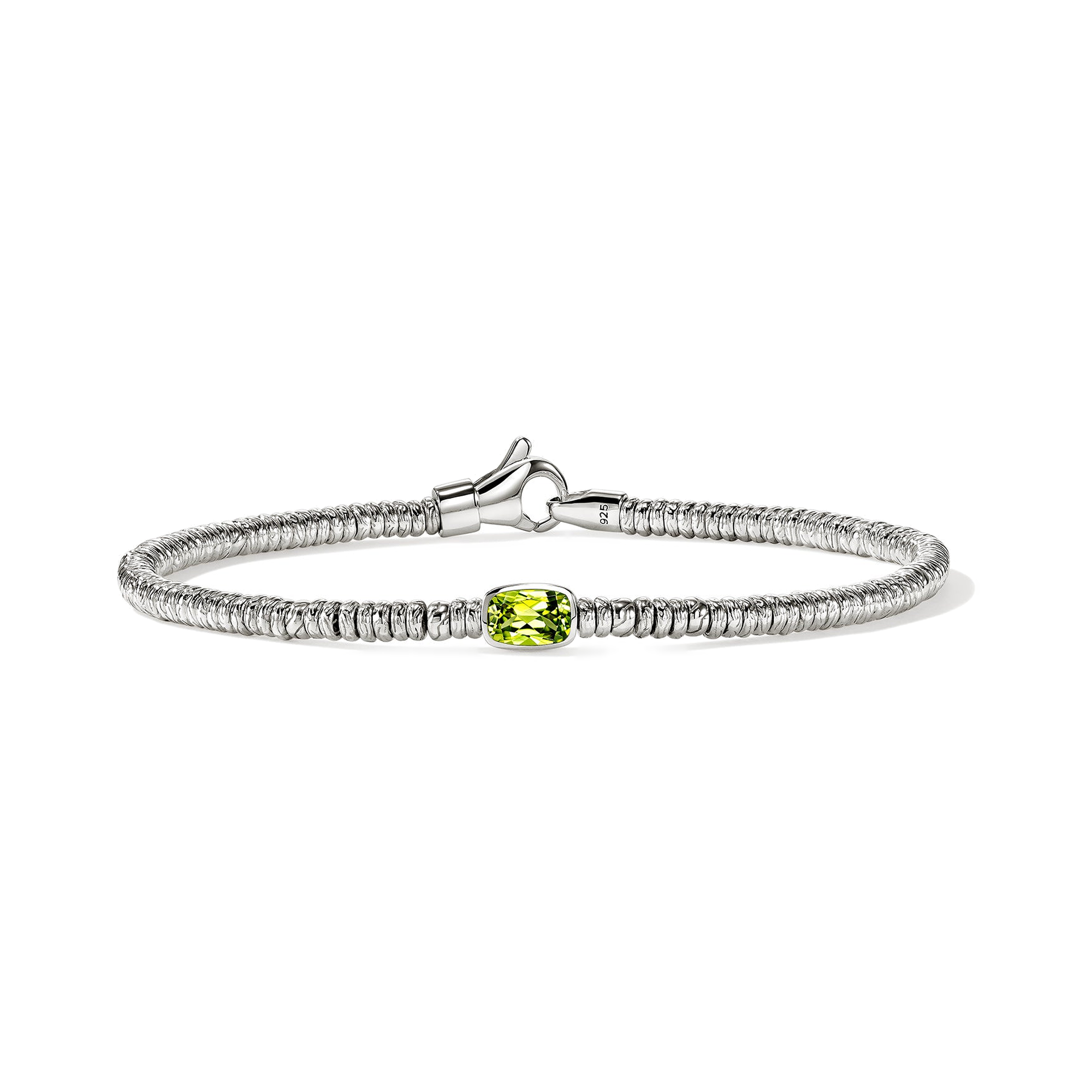 STERLING SILVER AND PERIDOT HEISHI BRACELET