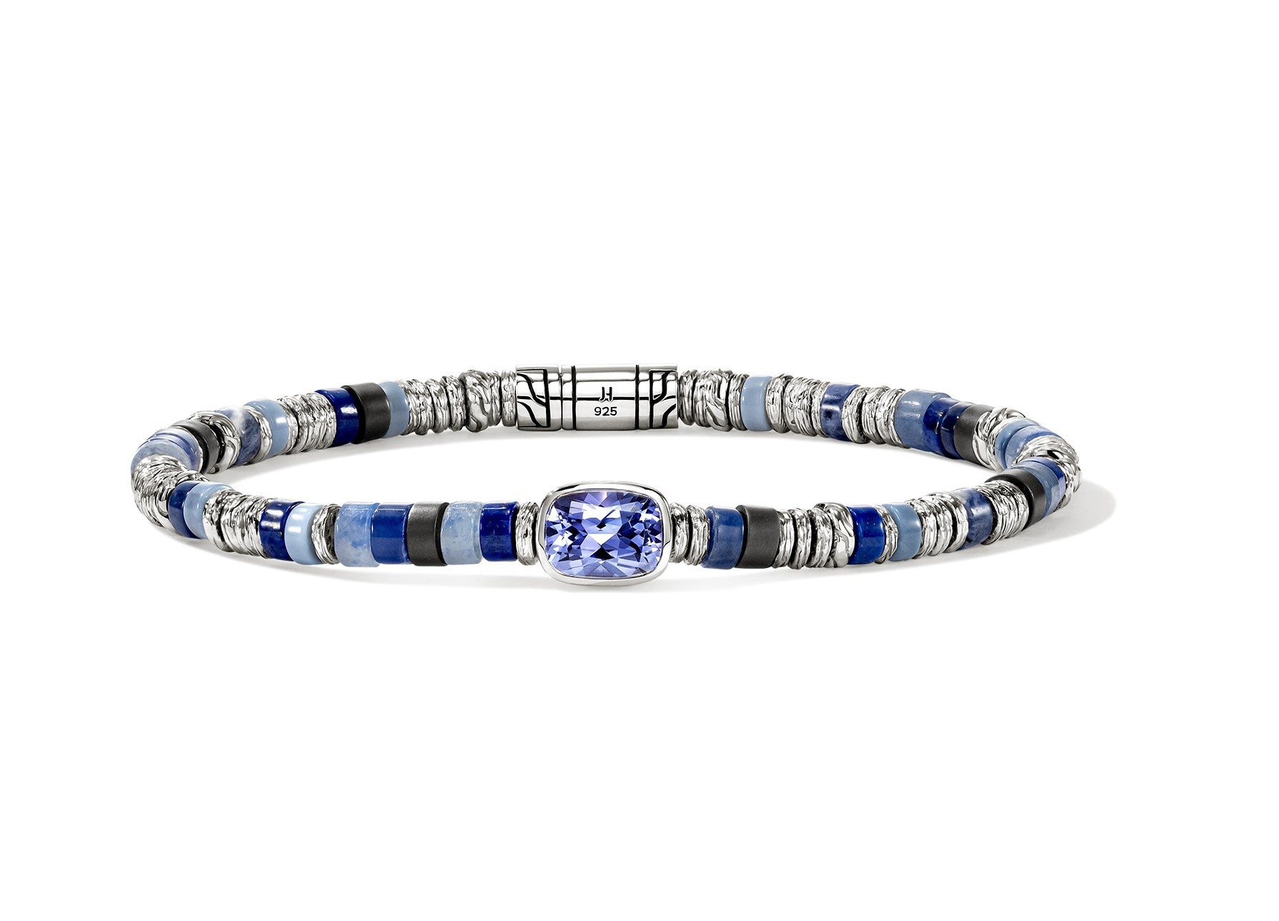HEISHI GEM BRACELET, STERLINGSILVER, TANZANITE, 4MM