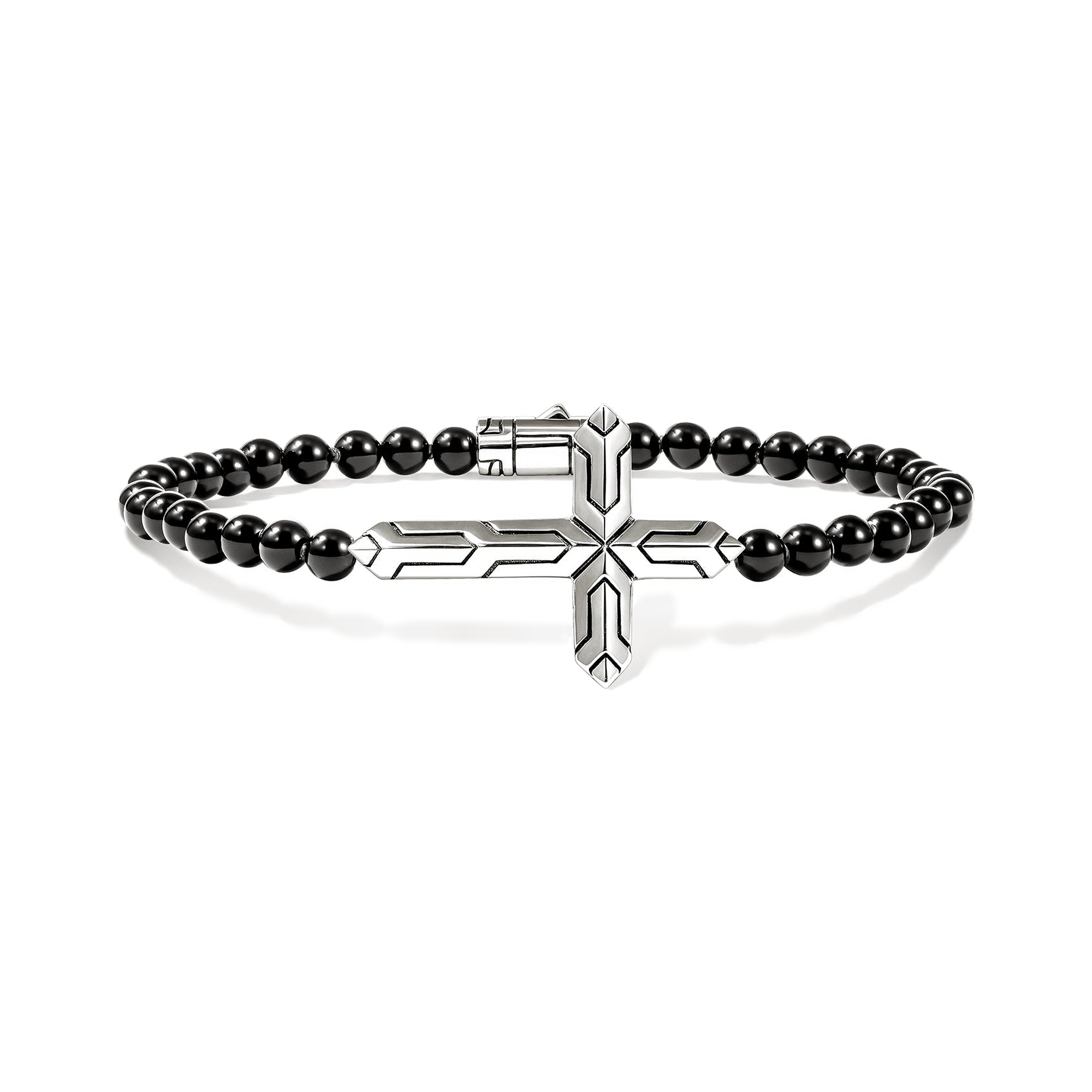 STERLING SILVER AND BLACK ONYX JH ESSENTIALS BEADED BRACELET