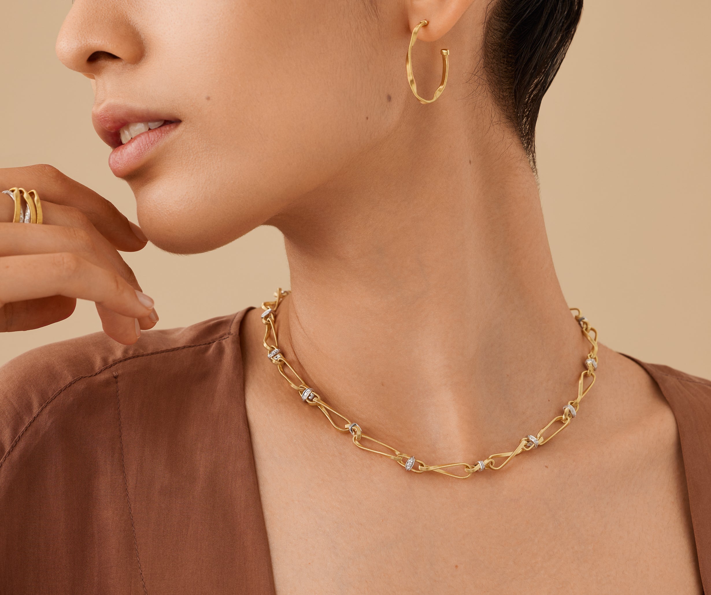 18K YELLOW GOLD .75CT DIAMOND NECKLACE FROM THE MARRAKECH ONDE COLLECTION