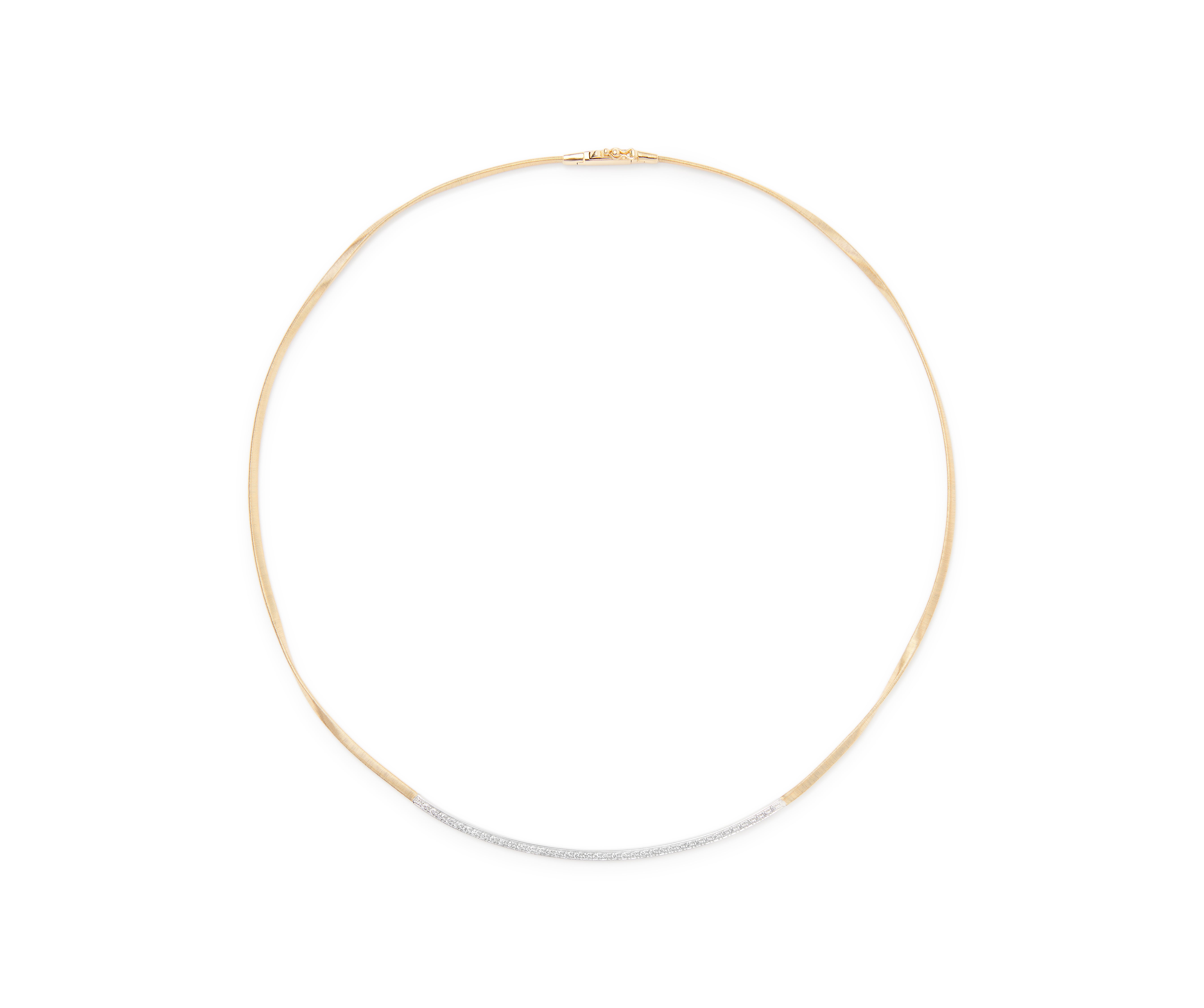 18K YELLOW GOLD COIL NECKLACE WITH DIAMOND BAR FROM THE MARRAKECH COLLECTION