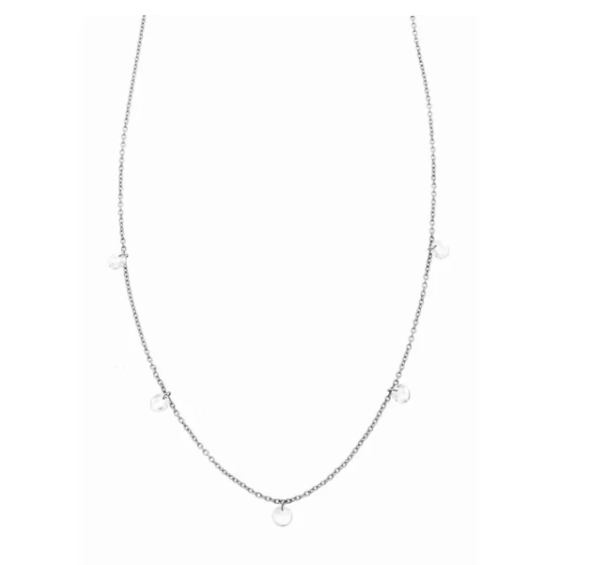 18K WHITE GOLD ROSE-CUT DIAMOND FIVE STATION NECKLACE