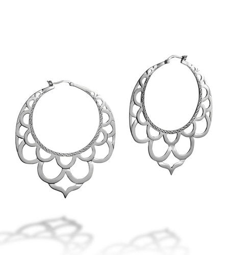 JOHN HARDY NAGA COLLECTION LARGE LACE EARRINGS. ALL IN STERLING SILVER.