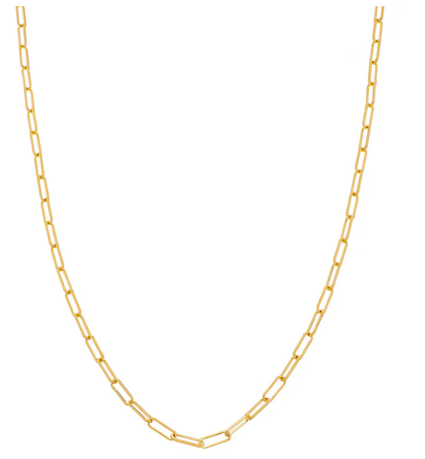 14K YELLOW GOLD MEDIUM PAPERCLIP CHAIN 20"