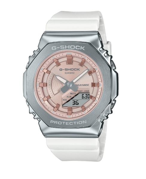 G-SHOCK ANOLOG/DIGITAL PINK AND WHITE — MulloysJewelry