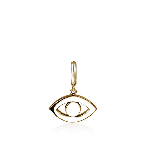 14K YELLOW GOLD 0.06CT DIAMOND AND LAPIS EVIL EYE TALISMAN PENDANT CHARM