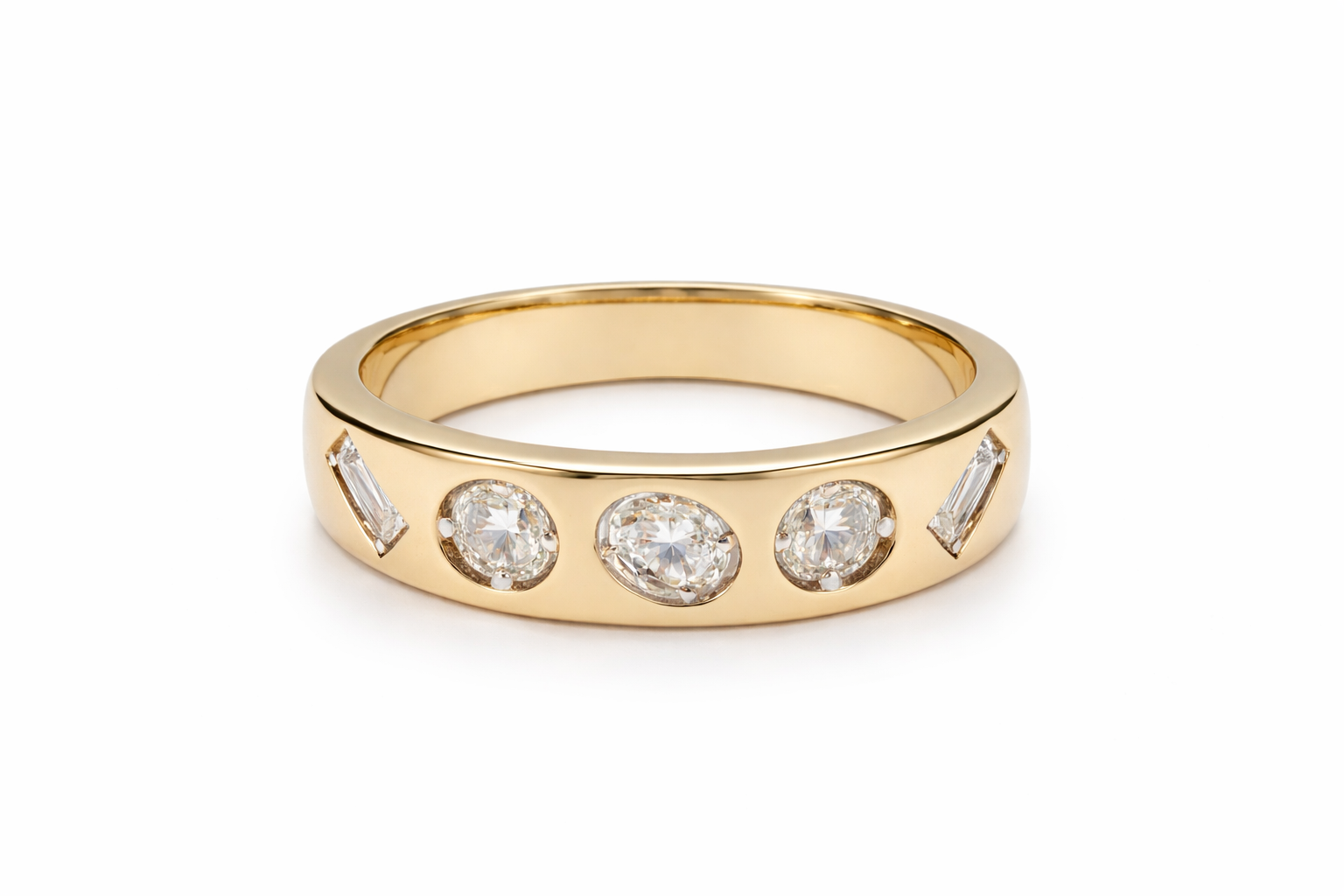 14K YELLOW GOLD DIAMOND BEZEL BAND