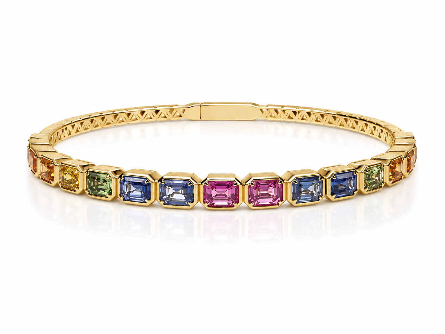 14K GOLD MIXED SAPPHIRE BARCELET