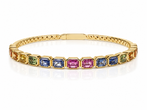 14K GOLD MIXED SAPPHIRE BARCELET