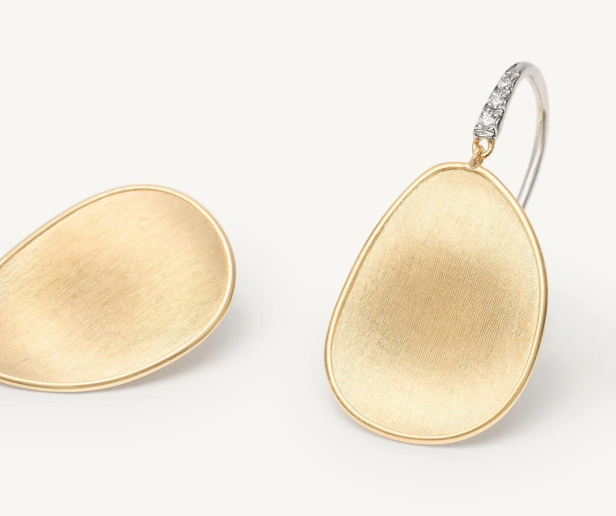 18K YELLOW GOLD MEDIUM PETAL DROP EARRINGS WITH DIAMONDS FROM THE LUNARIA COLLECTION