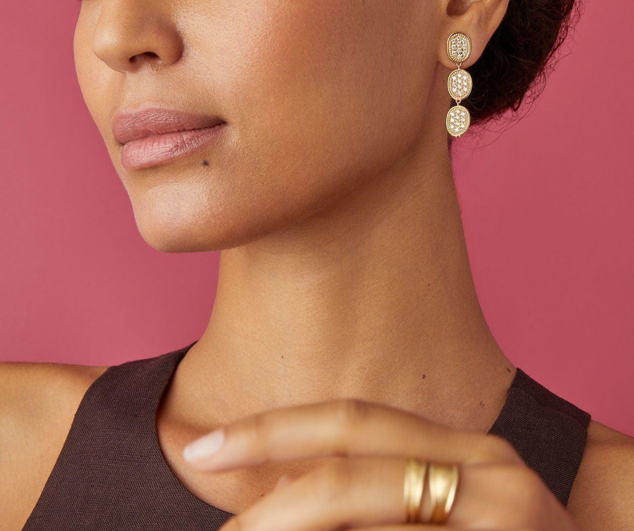 18K YELLOW GOLD 1.20CT DIAMOND DROP EARRINGS FROM THE LUNARIA ALTA COLLECTION