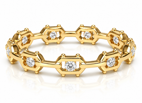 14K YELLOW GOLD AND DIAMOND STACKER ETERNITY BAND