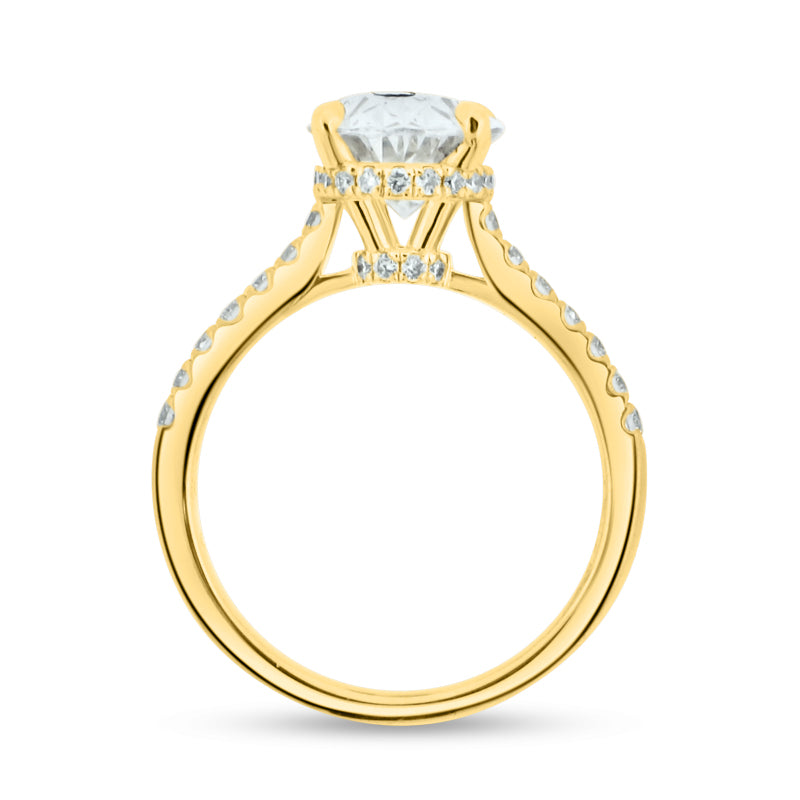 PRIVE' 18K YELLOW GOLD 3.10CT OVAL CUT LAB CREATED DIAMOND GIA CERTIFIED