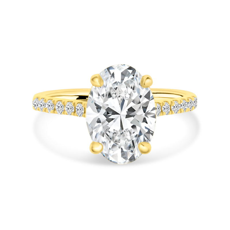 PRIVE' 18K YELLOW GOLD 3.10CT OVAL CUT LAB CREATED DIAMOND GIA CERTIFIED