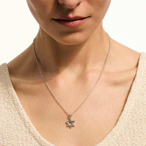 JH ESSENTIAL STERLING SILVER STAR OF DAVID PENDANT NECKLACE