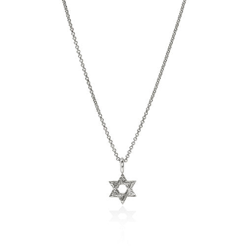 JH ESSENTIAL STERLING SILVER STAR OF DAVID PENDANT NECKLACE