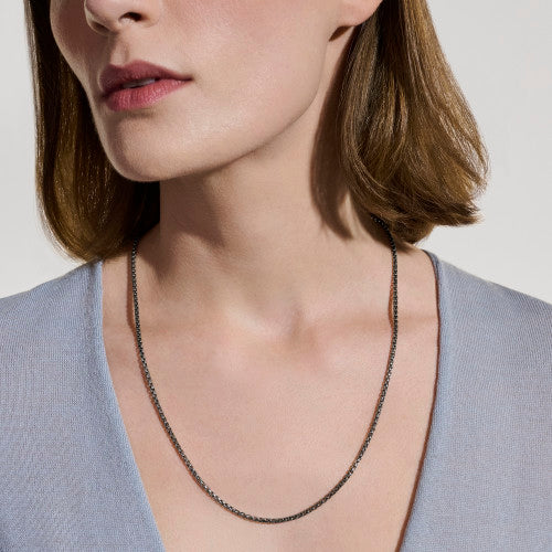 DARK STERLING SILVER 2.7MM BOX CHAIN - 22 INCHES
