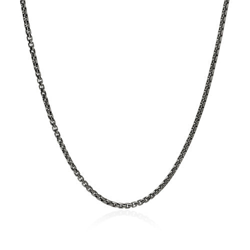 DARK STERLING SILVER 2.7MM BOX CHAIN - 22 INCHES