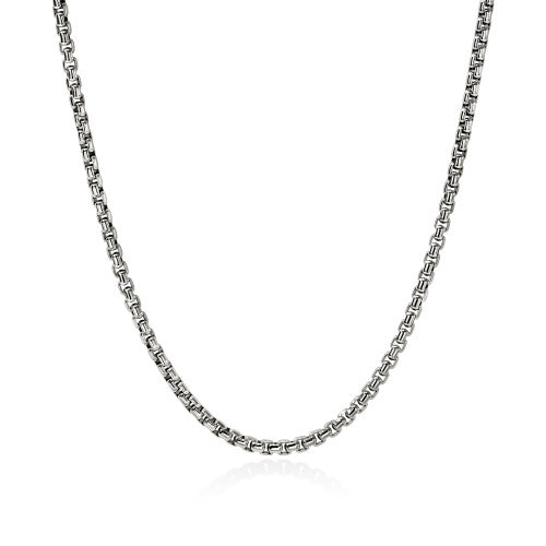BOX CHAIN NECKLACE, STERLING SILVER, 3.7MM