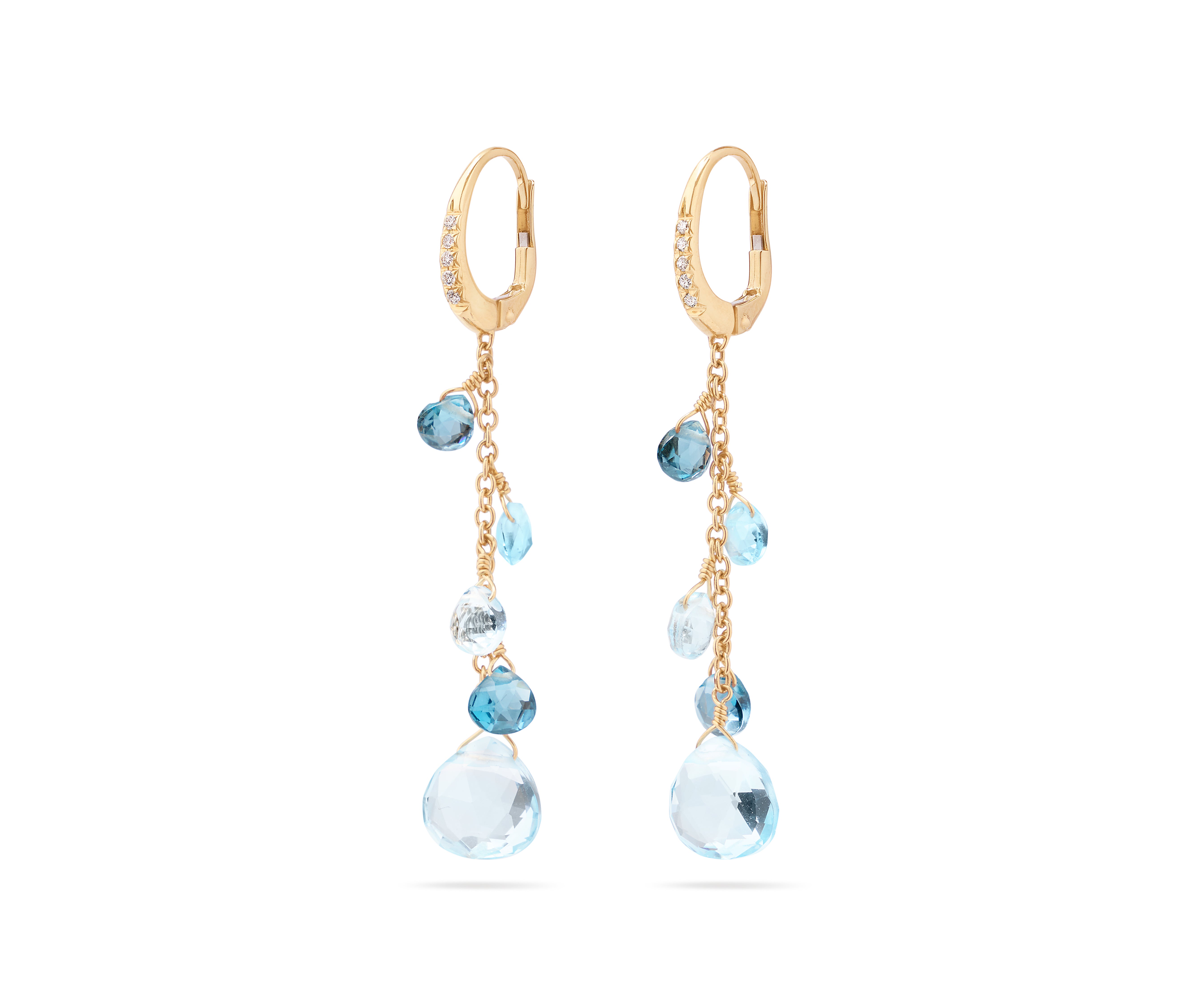 18K YELLOW GOLD SINGLE-STRAND TOPAZ EARRINGS AND DIAMOND ACCENT FROM THE PARADISE COLLECTION