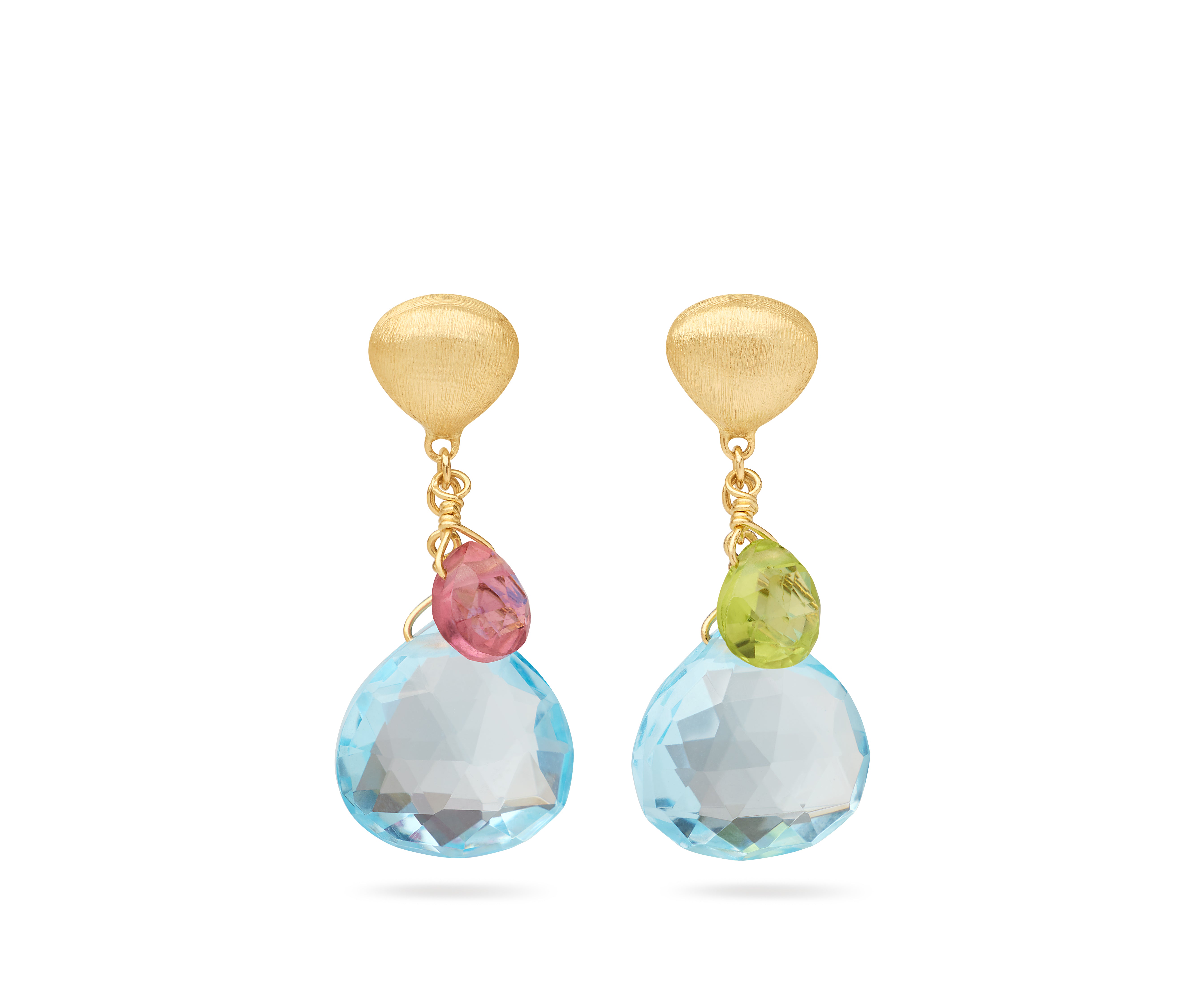 18K YELLOW GOLD GEMSTONE DROP EARRINGS
