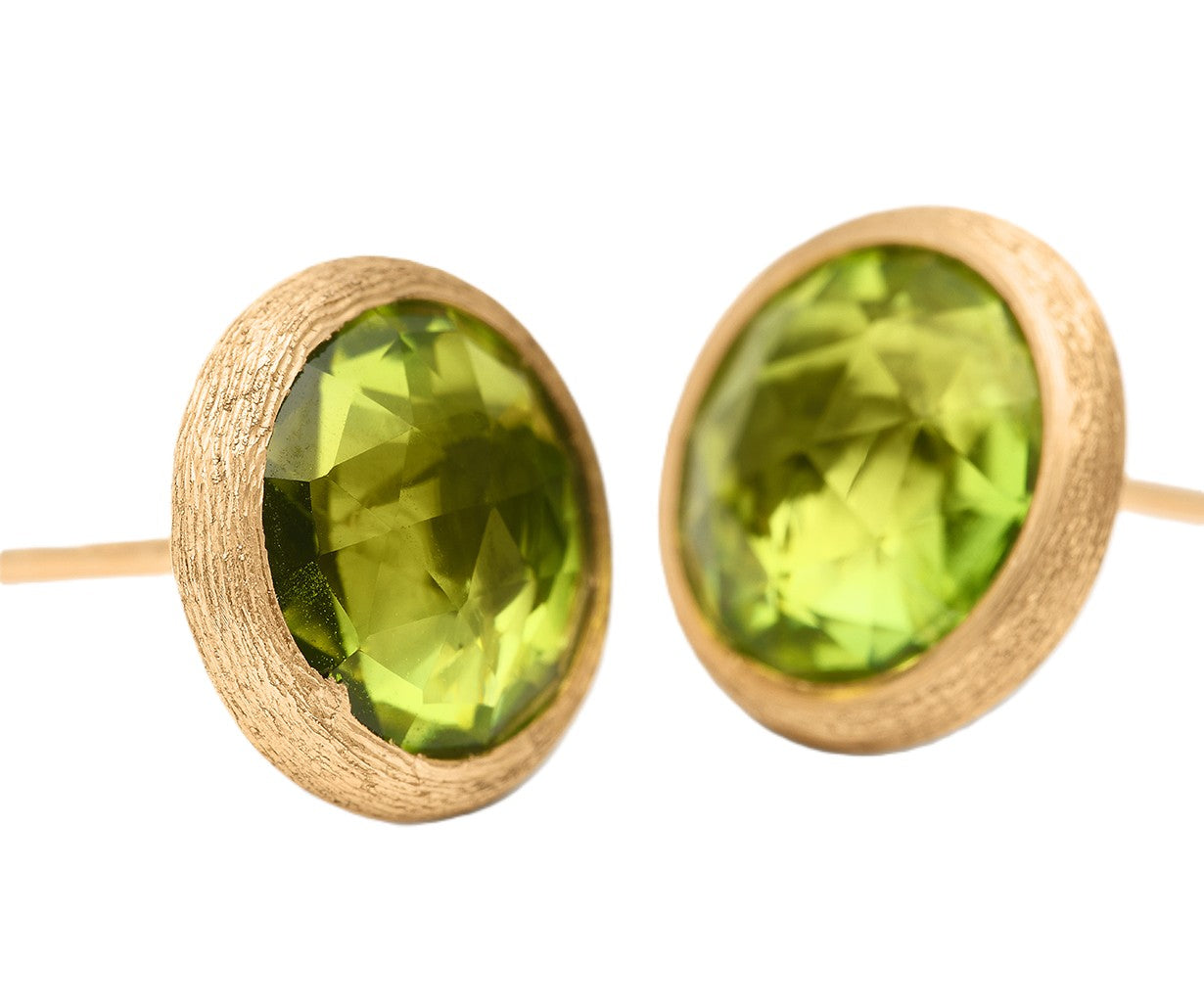 18K YELLOW GOLD PERIDOT STUDS FROM THE JAIPUR COLOR COLLRCTION