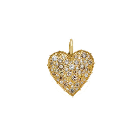18K YELLOW GOLD CONFETTI SMALL HEART MULTI-COLOR DIAMOND PENDANT