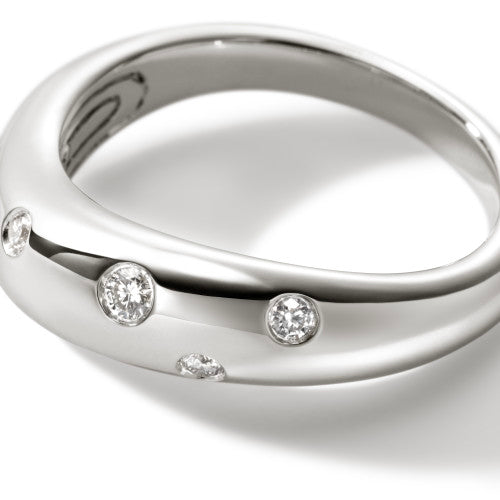 STERLING SILVER AND DIAMOND SURF RING