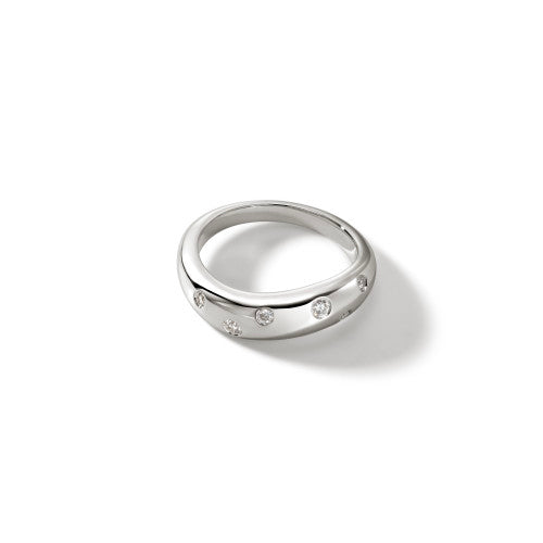 STERLING SILVER AND DIAMOND SURF RING
