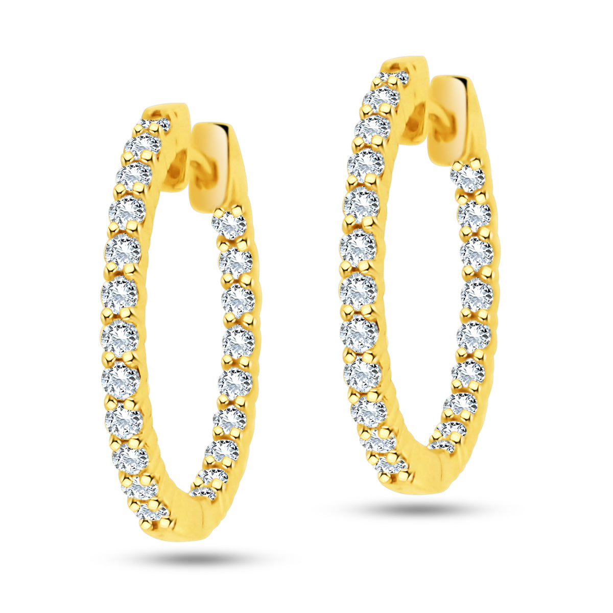 18K YELLOW GOLD INSIDE OUT DIAMOND HOOPS