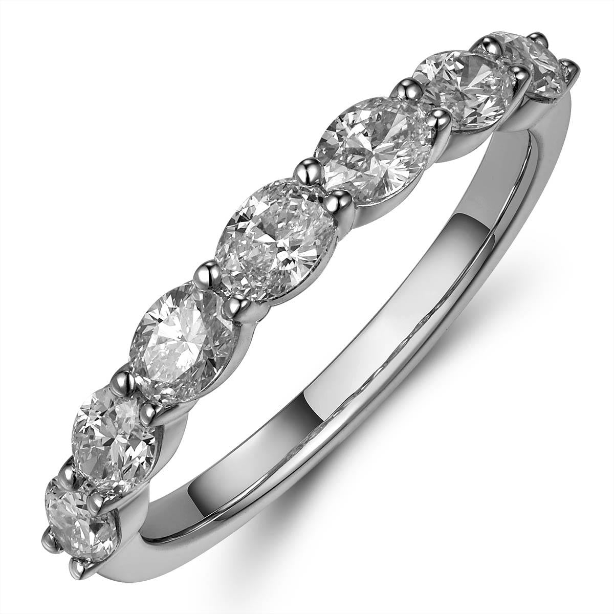 18K WHITE GOLD EAST-WEST OVAL DIAMOND BAND